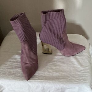 Stylish Purple Ankle Boots with cut out heel